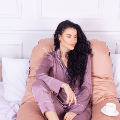 Подушка MirSon для вагітних і відпочинку Delicate Satin №8028 U-подібна Cappuccino (2200006178668)