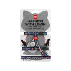 Шлея для котів Waucat Nylon з QR паспортом "Інжир" пластиковий фастекс (329-4053)