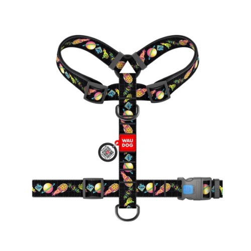 Шлея для собак WAUDOG Nylon анатомічна H-подібна з QR-паспортом "Рік і Морті 3" пластиковий фастекс, XL (323-0282)