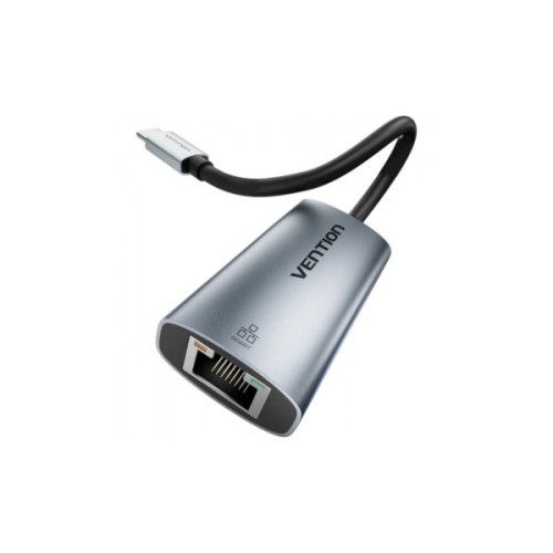 Перехідник USB-C to RJ45 Ethernet 1000Mbps black Vention (CFPHB)