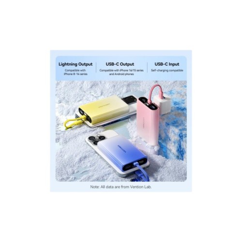 Батарея універсальна Vention 10000mAh 22,5W PD, USB-A, USB-C In/Out, Lightning In/Out, LED display, Blue (FHZL0)