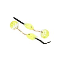 Іграшка для котів Hippie Pet М'ячики з мишкою жовті 26 см 2 шт (HIPCT18026G)