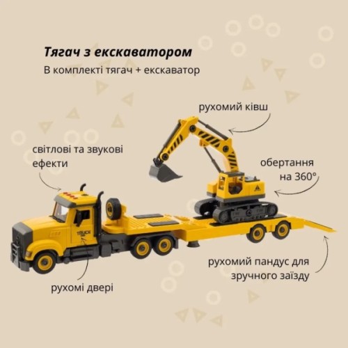 Конструктор Otamanko АВТОКОНСТРУКТОР Вантажівка тягач з екскаватором (YW9085C)