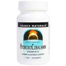 Вітамін Source Naturals Вітамін B12, 1 мг, Гідроксокобаламін, смак вишні, Hydroxocob (SNS-02655)