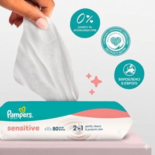 Дитячі вологі серветки Pampers Sensitive 2 x 80 шт(160 шт) (8006530135252)