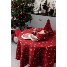 Скатертина Прованс Дзвіночки на червоному Dх136 см (036868)