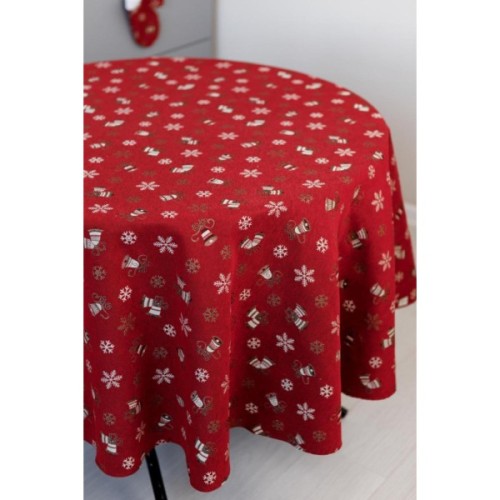 Скатертина Прованс Дзвіночки на червоному Dх136 см (036868)