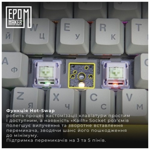 Клавіатура Epomaker Shadow-X 70 Wisteria Linear Switch Hot-Swap LCD Screen RGB Wireless/Bluetooth/USB UA White (SHX-W-WL)