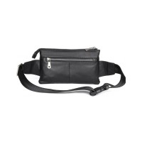 Сумка Vintage Поясна зерниста шкіряна Чорна (14976)