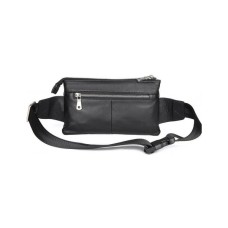 Сумка Vintage Поясна зерниста шкіряна Чорна (14976)