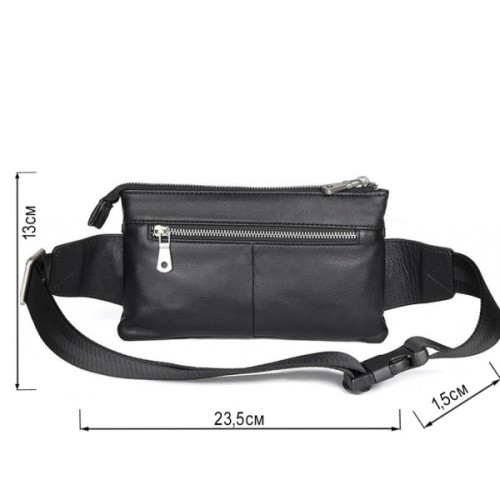 Сумка Vintage Поясна зерниста шкіряна Чорна (14976)