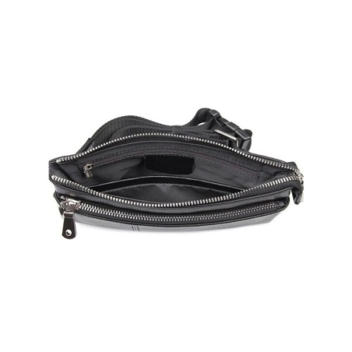 Сумка Vintage Поясна зерниста шкіряна Чорна (14976)