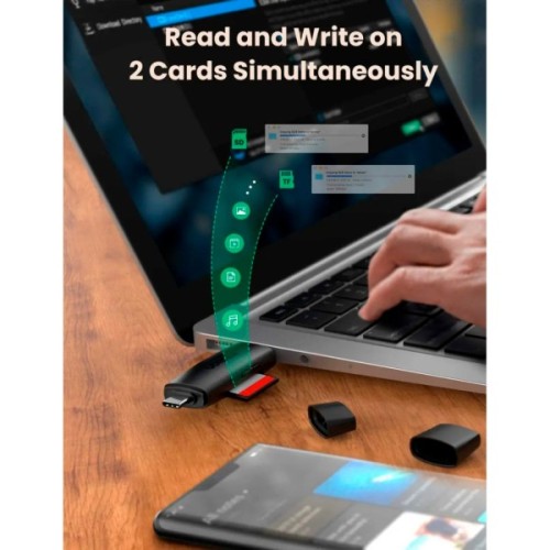 Зчитувач флеш-карт Ugreen USB-C + USB to TF/SD 3.0 CM304 black (80191)