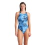 Купальник Arena Blue Flowers Swimsuit V Back 009027-850 синій, чорний 44 (3468337506461)