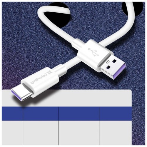 Дата кабель USB 2.0 AM to USB-C 1.0m 5A white ColorWay (CW-CBUC019-WH)