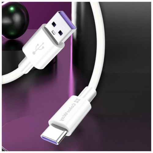 Дата кабель USB 2.0 AM to USB-C 1.0m 5A white ColorWay (CW-CBUC019-WH)