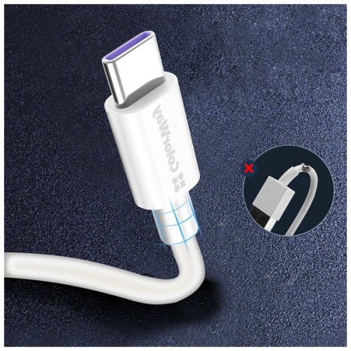 Дата кабель USB 2.0 AM to USB-C 1.0m 5A white ColorWay (CW-CBUC019-WH)