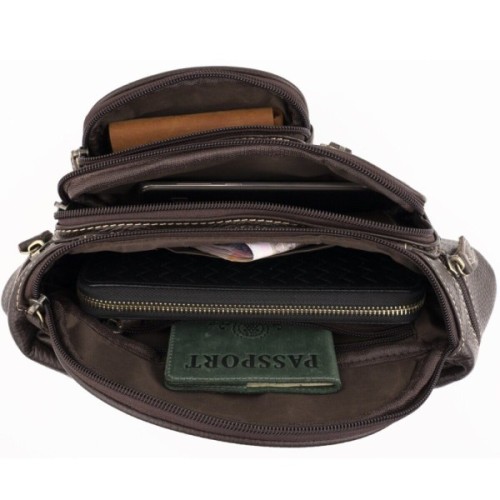 Сумка Vintage Поясна об'ємна чоловіча Коричнева (14860)