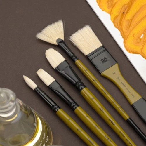 Пензлик для малювання Rosa Щетина овальна, AMBER 2306FR, №10 (4823098533405)