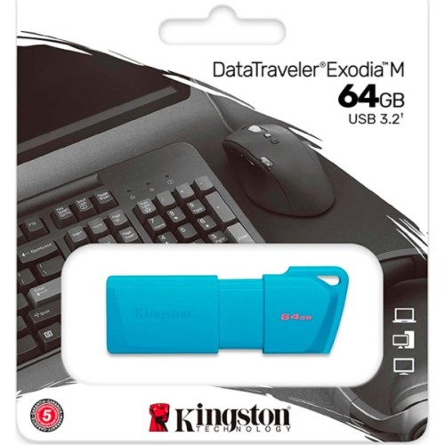 USB флеш накопичувач Kingston 64GB DataTraveler Exodia M USB 3.2 Gen1 Aqua Blue (KC-U2L64-7LB)
