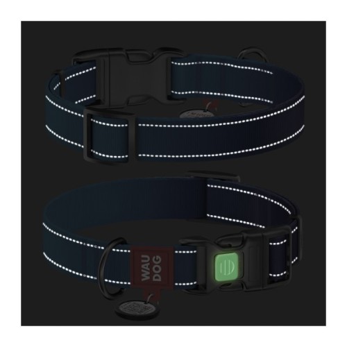 Нашийник для тварин WAUDOG Nylon Mono з QR паспортом, пластиковий фастекс L синій (521512)