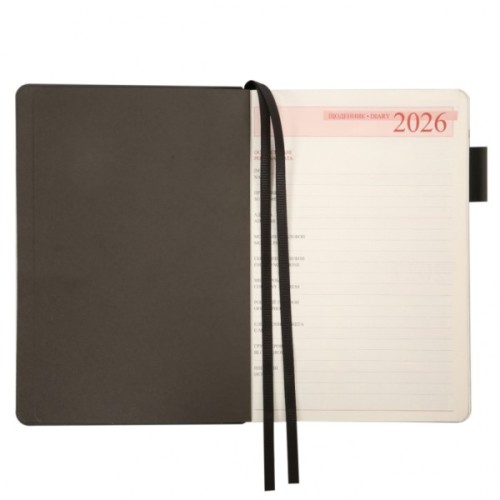 Тижневик Leo planner А5 датований 2026 "Binario", м'який, графіт, 368 сторінок (252640)