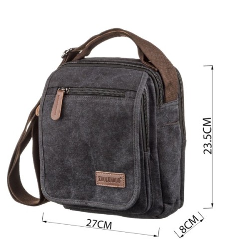 Сумка Vintage Текстильна чоловіча на два відділення Чорна (20199)