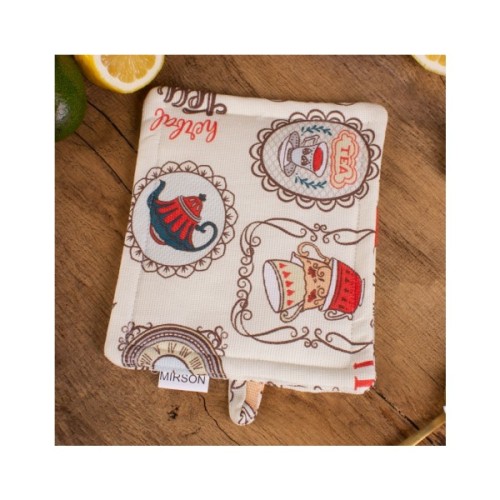 Кухонна прихватка MirSon рогожа/напівпанама №218 - Cream services (2200006754497)