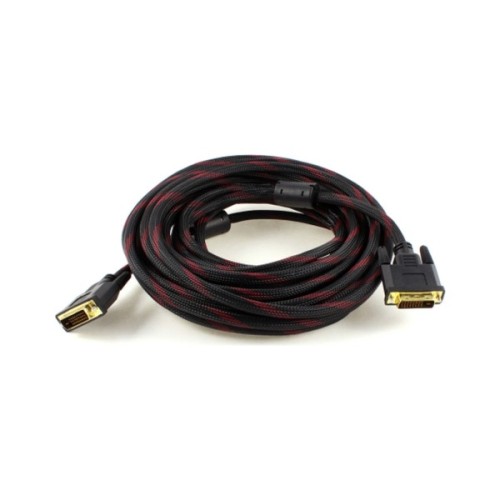 Кабель мультимедійний DVI M to DVI M 5.0m 24+1pin black/red Merlion (YT-DVI(M)/(M)NY/RD-5.0m)
