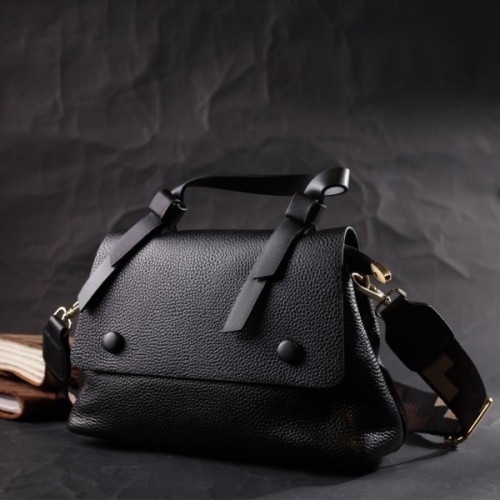 Сумка Vintage З натуральної шкіри Чорна (22336)