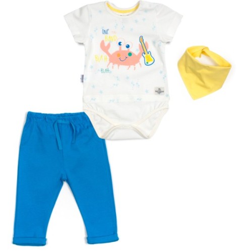 Набір дитячого одягу Miniworld зі слинявчиком (14342-86B-blue)