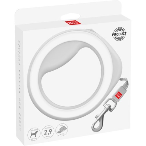 Повідець для собак WAUDOG R-leash світловідбиваюча стрічка XS-M до 40 кг 2.9 м білий (812715)
