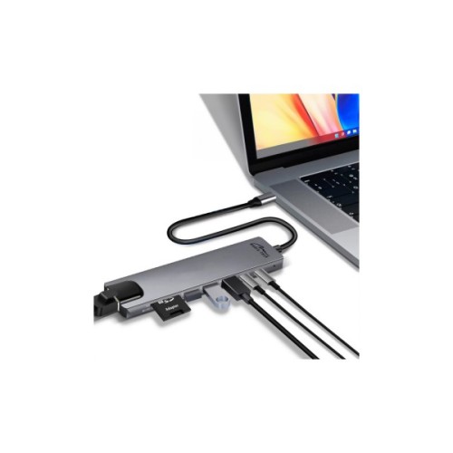 Концентратор Media-Tech USB-C 8-in-1 HDMI 4K/2xUSB-A/2xUSB-C/RJ45/SD/TF/PD 100W USB3.1 (MT5046)