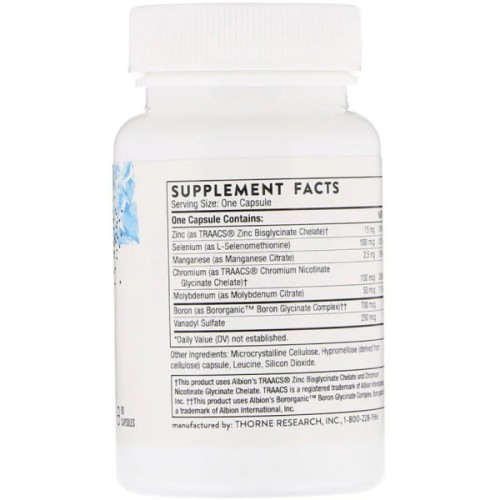 Мінерали Thorne Research Мікроелементи, Trace Minerals, 90 капсул (THR-24203)