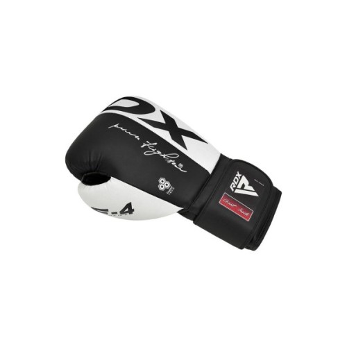 Боксерські рукавички RDX F4 Boxing Sparring Gloves Hook & Loop White/Black 12 унцій (BGR-F4B-12OZ)