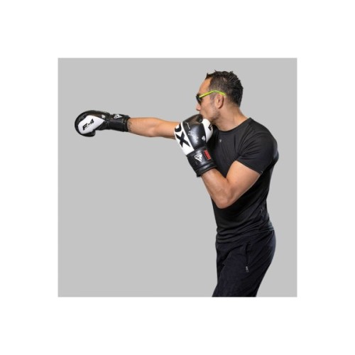 Боксерські рукавички RDX F4 Boxing Sparring Gloves Hook & Loop White/Black 12 унцій (BGR-F4B-12OZ)