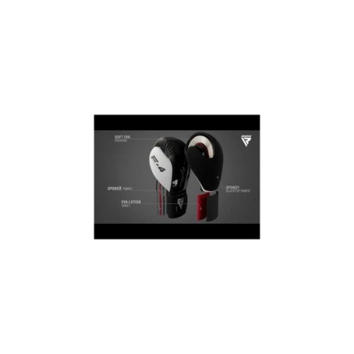 Боксерські рукавички RDX F4 Boxing Sparring Gloves Hook & Loop White/Black 12 унцій (BGR-F4B-12OZ)