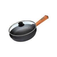 Сковорода Brizoll Optima чавунна з ручкою та скляною кришкою 220х40 мм (O2240-P-C)