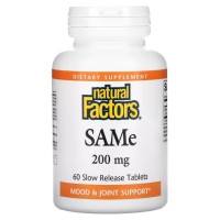 Вітамінно-мінеральний комплекс Natural Factors SAM-e (дисульфат тозилат) повільного вивільнення, 200 мг, (NFS-02708)