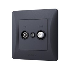 ТВ розетка Videx BINERA TV одинарна телевізійна чорні (VF-BNSK2TVSATE-BG)