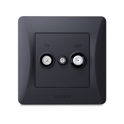 ТВ розетка Videx BINERA TV одинарна телевізійна чорні (VF-BNSK2TVSATE-BG)