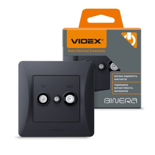 ТВ розетка Videx BINERA TV одинарна телевізійна чорні (VF-BNSK2TVSATE-BG)