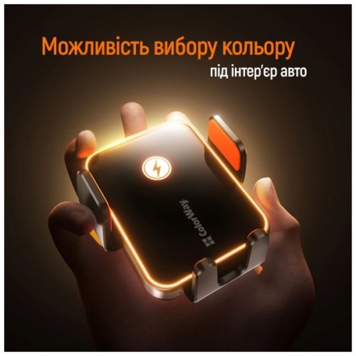 Універсальний автотримач ColorWay Ultra-mini. автозажим, Wireless Charger 15W Black (CW-CHAW069Q-BK)