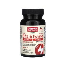Вітамінно-мінеральний комплекс Jarrow Formulas Вітамін B12 та метилфолат, смак вишні, Vegan Methyl B-12&Methyl Folate, 6 (JRW-18019)