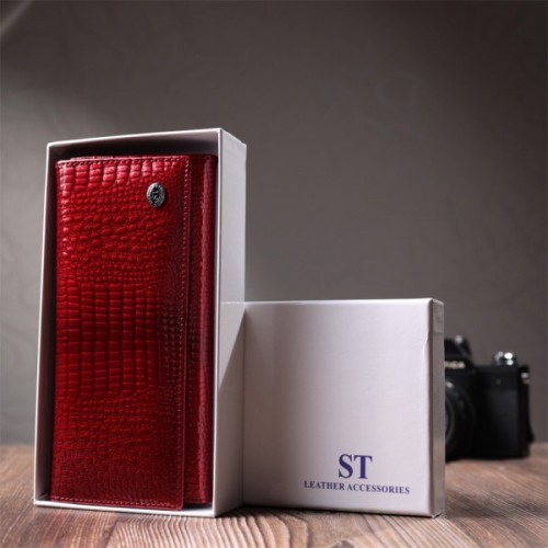 Гаманець ST Leather З натуральної шкіри Червоний (22717)