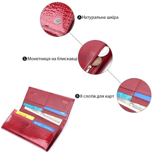 Гаманець ST Leather З натуральної шкіри Червоний (22717)