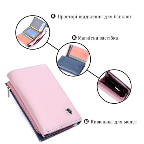 Гаманець ST Leather З натуральної шкіри Різнокольоровий (19462)