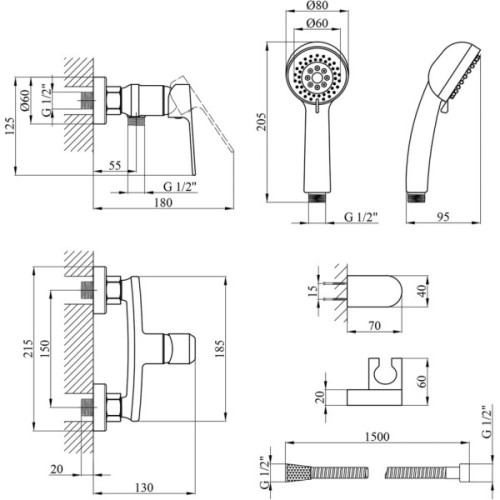 Душовий гарнітур Kroner Dorn-C050 (CV033917)