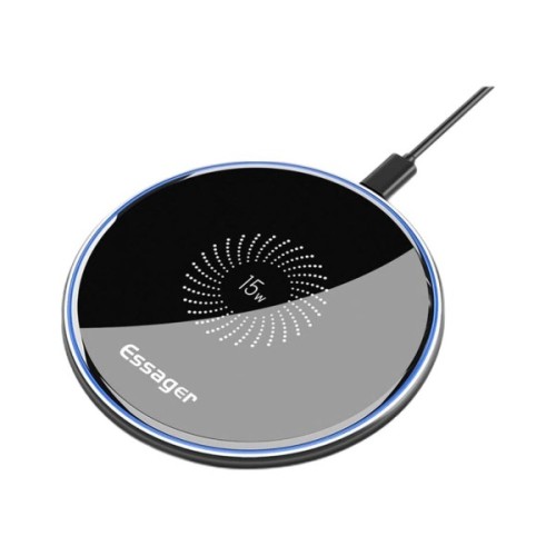 Зарядний пристрій Essager Wireless charger 15W Qi magnetic + cable USB-C 1.0m black (EWXZMX-JMB01)