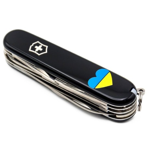 Ніж Victorinox Huntsman Ukraine 91 мм Чорний Серце синьо-жовте (1.3713.3_T1090u)